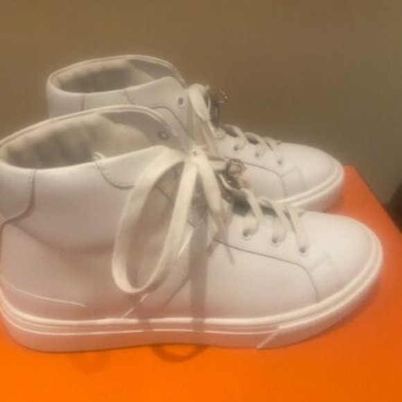 Hermes Daydream Kelly High Top Sneaker Tennis Shoes White Size 38 With Silver - Picture 10 of 11